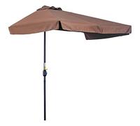 Outsunny Demi parasol - parasol de balcon 5 entretoises métal 2,3 x 1,3 x 2,49 m polyester haute densité chocolat