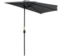 Outsunny Demi parasol - parasol de balcon 5 entretoises métal 2,93 x 1,5 x 2,49 m polyester haute densité gris