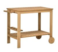 Outsunny Desserte de Jardin Chariot pour plancha Barbecue en Bois avec poignée 2 Plateaux et Porte-Bouteilles 95 x 47 x 74 cm