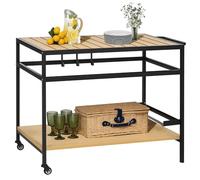 Outsunny Desserte de Jardin Chariot Plancha 107 x 65 x 80 cm Noir Naturel