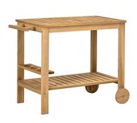 Desserte de jardin - desserte pour plancha - étagère, 3 porte-bouteilles, 2 roues, poignée - bois sapin pré-huilé