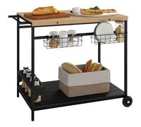 Outsunny Desserte de Jardin Poignée 97,5L x 65l x 81H cm Naturel et Noir