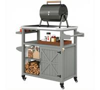Outsunny Desserte jardin chariot de barbecue sur roulettes avec plateau en acier inoxydable 107x49,5x92,5cm gris