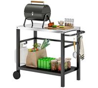 Outsunny Desserte Plancha Extérieure 2 Roues 102x50x81cm Gris Charbon