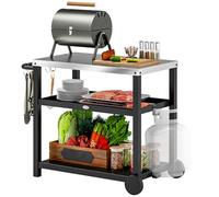 Outsunny Desserte Plancha Extérieure Plan INOX 102x50x81cm Gris Charbon