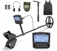 Outsunny Détecteur de Métaux Professionnel pour Adultes, 5 Modes de Détection Haute Précision, Bobine Étanche IP68 avec Mode Mémoire et Point Précis, Puce DSP Avancée, Écran LCD, Sac à Dos, Gris Foncé