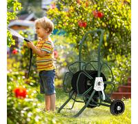 Outsunny Dévidoir de tuyau d'arrosage sur roues 30 m de tuyau de Ø 16mm dévidoir chariot enrouleur métal vert