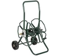Outsunny Dévidoir de tuyau d'arrosage sur roues, 30 m de tuyau de Ø16 mm, dévidoir chariot, enrouleur tuyau d'arrosage, poignée antidérapante, métal, vert