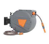 Outsunny Dévidoir de tuyau rétractable 20+1,6 m avec buse 2 modes Blocage automatique Rétraction contrôlée Support Orange