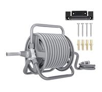 Outsunny Dévidoir enrouleur de tuyau d'arrosage avec 20m et tuyau d'entrée de 2m, à poser ou à fixer au mur, buse de pulvérisation réglable 2 en 1