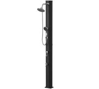 Outsunny Douche solaire 35L - Douche de jardin avec protection antigel, tête pluie orientable, robinet, raccord pour tuyau d'arrosage