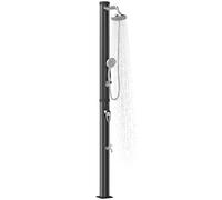 Outsunny Douche solaire de jardin 20 L, douche de jardin avec protection anti-gel, avec 2 têtes de pluie, robinet pour pieds, eau chaude max. 60 °C, pour piscine camping, sans électricité, noir