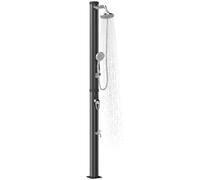 Outsunny Douche Solaire de Jardin 20L avec Protection antigel Noir | 2 pommes de douche pluie, robinet au pied, eau chaude max 60°C, pour piscine et camping, sans électricité.