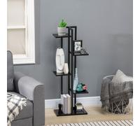 Outsunny Échelle Porte-fleurs à 5 Niveaux pour Intérieur et Extérieur en MDF et Acier, 40x22x113 cm, Noir