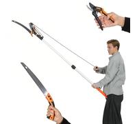 Outsunny Élagueur télescopique 2 en 1, scie Manuelle, sécateur avec verrou de sécurité, Perche télescopique en Aluminium 2 m avec Lame tranchante, pour Palmiers, arbustes et Branches Hautes