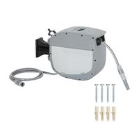 Outsunny Enrouleur de tuyau d'arrosage 20+1,9 m avec embout à 2 modes, dévidoir mural avec blocage automatique et rétraction contrôlée, support orientable à 180°, gris