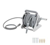 Outsunny Enrouleur Tuyau Arrosage Mural 20+2 m x Ø 15 mm, Dévidoir de Tuyaux d'Eau Portable, Buse à 2 Modes, Gris