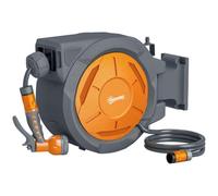 Enrouleur Tuyau Arrosage Mural - Outsunny - 30 m x Ø 15 mm - Rétractable Automatique Pivotant à 180° - Buse à 7 Modes - orange