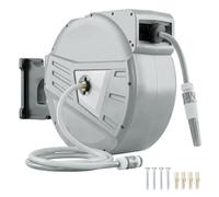 Enrouleur Tuyau Arrosage Mural - Outsunny - 40+2 m x Ø 15mm - Rétractable Automatique Pivotant à 180° - Plastique - Gris