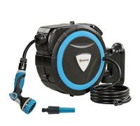 Outsunny Enrouleur Tuyau Arrosage Mural Automatique 15,5m 10+2 Modes Bleu