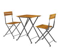 Outsunny Ensemble 3 pièces repas pour 2 personnes, table pliante avec 2 chaises pliantes pour terrasse balcon Teck