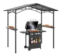 Outsunny Ensemble Barbecue de Jardin Abri Barbecue 3+1 Brûleurs Noir