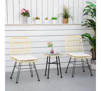 Outsunny Ensemble bistro de jardin 3 pièces 2 chaises 2 coussins zippés déhoussables polyester résine tressée PE métal galvanisé Ø 45 x 50 cm crème