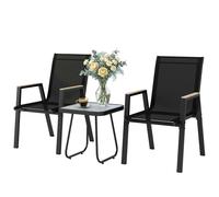 Outsunny Ensemble bistro extérieur 3 pièces, table avec pieds réglables