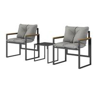 Outsunny Ensemble bistro pour 2 personnes, ensemble bistro de jardin 3 pièces avec cadre métallique et coussins épais