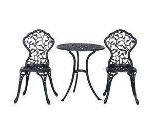 Outsunny Ensemble bistro pour 2 personnes Ensemble de mobilier de balcon Table de bistrot avec 2 chaises Noir