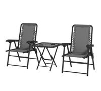 Outsunny Ensemble bistrot 3 pièces en acier résistant aux intempéries Ensemble de jardin pliant avec table bistrot porte-gobelets chaises Gris foncé