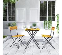 Outsunny Ensemble bistrot de jardin 3 pièces avec 2 chaises et table basse en bois d'acacia et acier effet bois naturel