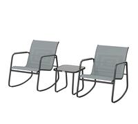Outsunny Ensemble bistrot de jardin avec 2 chaises à bascule et table, gris
