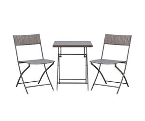 Outsunny Ensemble bistrot de Jardin Ensemble Meubles de Jardin Design Table carré et chaises Pliables résine tressée 4 Fils métal Noir