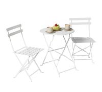 Outsunny Ensemble bistrot extérieur pliant avec table et 2 chaises, blanc