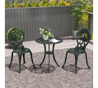 Outsunny Ensemble bistrot pour jardin en aluminium salon de jardin 3 pièces 2 chaises + table ronde imitation fer forgé