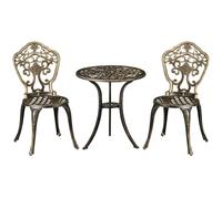 Outsunny – Ensemble bistro style classique, 3 pièces, 2 personnes, aspect fer forgé, marron