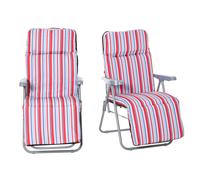 Outsunny Ensemble de 2 chaises longues pliables avec coussin Chaise longue inclinable sur 5 niveaux Mobilier de jardin en acier polyester Rouge 60 x 75 x 65-102 cm