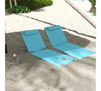 Outsunny Ensemble de 2 Tapis de Plage avec Dossier Inclinable en 5 Niveaux Appuie-tête et Sac de Transport 134x48x33-43 cm Bleu