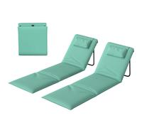 Outsunny Ensemble de 2 Tapis de Plage Pliables avec Dossier Réglable Appui-tête Rembourré 146x50x2 cm Vert