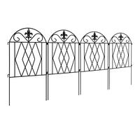 Outsunny Ensemble de 4 barrières de jardin métalliques 125x56 cm au design arqué, résistantes et faciles à installer pour patio pelouse noir