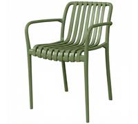 Outsunny Ensemble de 4 chaises de patio empilables, chaises de repas d'extérieur avec dossier incurvé, assise à lattes et accoudoirs