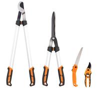 Outsunny Ensemble de 4 Cisailles de Jardin avec Taille-Haies, Ébrancheurs, Sécateurs et Scie Pliable, Outils de Jardin Robustes avec Lames Tranchantes et Poignée en Aluminium Antidérapante