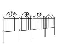 Outsunny Ensemble de 4 clôtures métalliques de jardin 125x57 cm au design arqué Résistantes Faciles à installer pour Patio Pelouse Noir