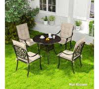 Outsunny Ensemble de 4 Coussins de siège 108 x 50 x 5 cm Coussin de chaise avec Sangles, Coussin de siège Intérieur Extérieur Beige
