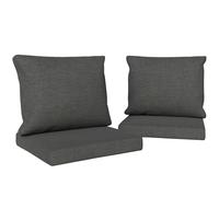 Outsunny Ensemble de 4 Coussins pour Salon de Jardin, 2 pour Assise 56x52x7cm + 2 pour Dossier 56x45x17cm, Housses Amovibles et lavables, Gris foncé