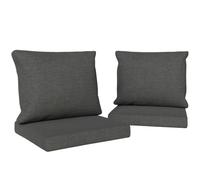 Outsunny Ensemble de 4 Coussins pour Salon de Jardin Lavables Gris Foncé