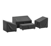 Outsunny Ensemble de 4 Housses Salon de Jardin Imperméables 420D Tissu Oxford, Bâche de Potection Extérieure avec 6 Évents et Sac de Rangement, pour Table et Canapé, Noir