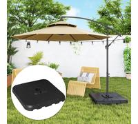 Outsunny Ensemble de 4 poids pour supports de parasol base de lestage parasol remplissage sable ou eau HDPE 98 x 98 x 13 cm noir-AOSOM.fr