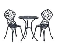 Outsunny Ensemble de bistrot 3 pièces en Fonte Aluminium 2 Personnes Noir
